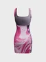 【Final Sale】Body Print Square Neck Sleeveless Short Dress