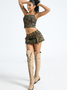 【Final Sale】Twill Cargo Patchwork Camo Top With Skirt Two-Piece Set