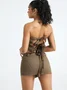 Twill cut out Irregular Hem Plain Top With Skirt Two-Piece Set