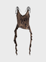 Lace Up Ruffles Spaghetti  Cami Top