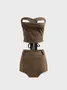 Twill cut out Irregular Hem Plain Top With Skirt Two-Piece Set