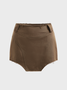 【Final Sale】Twill cut out Irregular Hem Plain Top With Skirt Two-Piece Set