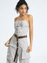 Pockets Strapless Plain Tube Cargo Jumpsuit