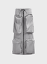 Twill Pockets Color Block Maxi Skirt