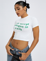 Crew Neck Text Letters Short Sleeve T-Shirt