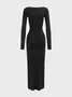 【Final Sale】Crew Neck Human Body Long Sleeve Maxi Dress