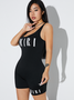 Activewear Street Black Text letters Romper