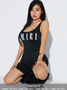 Activewear Street Black Text letters Romper