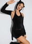 3 Pcs Hooded Plain Tube Top & Bolero & Short Skirt Matching Set