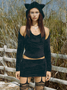3 Pcs Hooded Plain Tube Top & Bolero & Short Skirt Matching Set