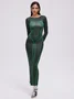 Body Print Crew Neck Long Sleeve Maxi Dress