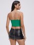 Street Green Asymmetrical Design Metal Letter Top Tank Top & Cami