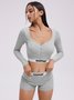 Text Letters Long Sleeve Top With Pants Two-Piece Set