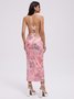 Backless Halter Butterfly Sleeveless Maxi Dress