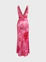 Twist Deep V Neck Floral Sleeveless Maxi Dress