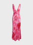 Twist Deep V Neck Floral Sleeveless Maxi Dress