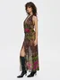 Side Slit Backless Halter Floral Sleeveless Maxi Dress