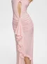 asymmetrical design Spaghetti Plain Sleeveless Maxi Dress