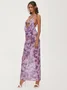 Halter Floral Sleeveless Maxi Dress