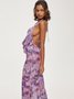 Halter Floral Sleeveless Maxi Dress