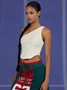 Jacquard Texture Lace Up One Shoulder Plain Crop Top