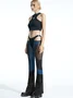 Edgy Blue Cut Out Mesh Patchwork Cyberpunk Bottom Pants