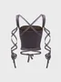 Y2K Deep Gray Lace-Up Design Tie-Up Top Tank Top & Cami