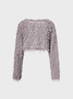 【Final Sale】Fuzzy Jacquard Texture Crew Neck Plain Long Sleeve Sweatshirt