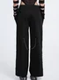 Street Black Side Slit Cut Out Metal Chain Bottom Pants