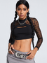 Y2K Black Mesh Star Top T-Shirt