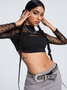 Y2K Black Mesh Star Top T-Shirt