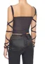 Y2K Deep Gray Lace-Up Design Tie-Up Top Tank Top & Cami