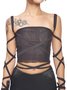 Y2K Deep Gray Lace-Up Design Tie-Up Top Tank Top & Cami