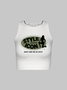 Y2K Brown Letter Sleeveless Top Tank Top & Cami