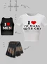 Y2K White Letter Top T-Shirt I Love Make Boys Cry