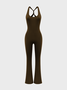 Street Black Backless Jumpsuit