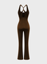 Street Black Backless Jumpsuit