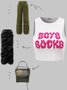 Y2K White Boys Letter Party Top Tank Top & Cami