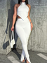 Basic Plain Backless Two-Piece Set