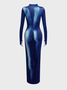 Human Body Crew Neck Long Sleeve Maxi Dress