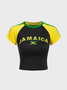 Jersey Jamaica Crew Neck Color Block Short Sleeve T-Shirt