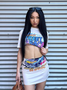 Y2k Blue Remake T-shirt Two-Piece Set