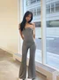 Tube Jersey Strapless Plain Sleeveless Jumpsuit