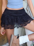 Lace Plain Short Skirt