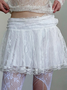 Lace Wrinkled Plain Short Skirt