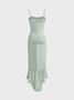 asymmetrical design Spaghetti Plain Sleeveless Maxi Dress