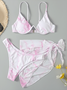 three Pieces Landscape Painting Bikini with Cover Up