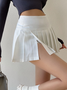 Side Slit Plain Short Skirt