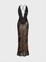 Halter Leopard Sleeveless Maxi Dress