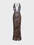 Halter Leopard Sleeveless Maxi Dress